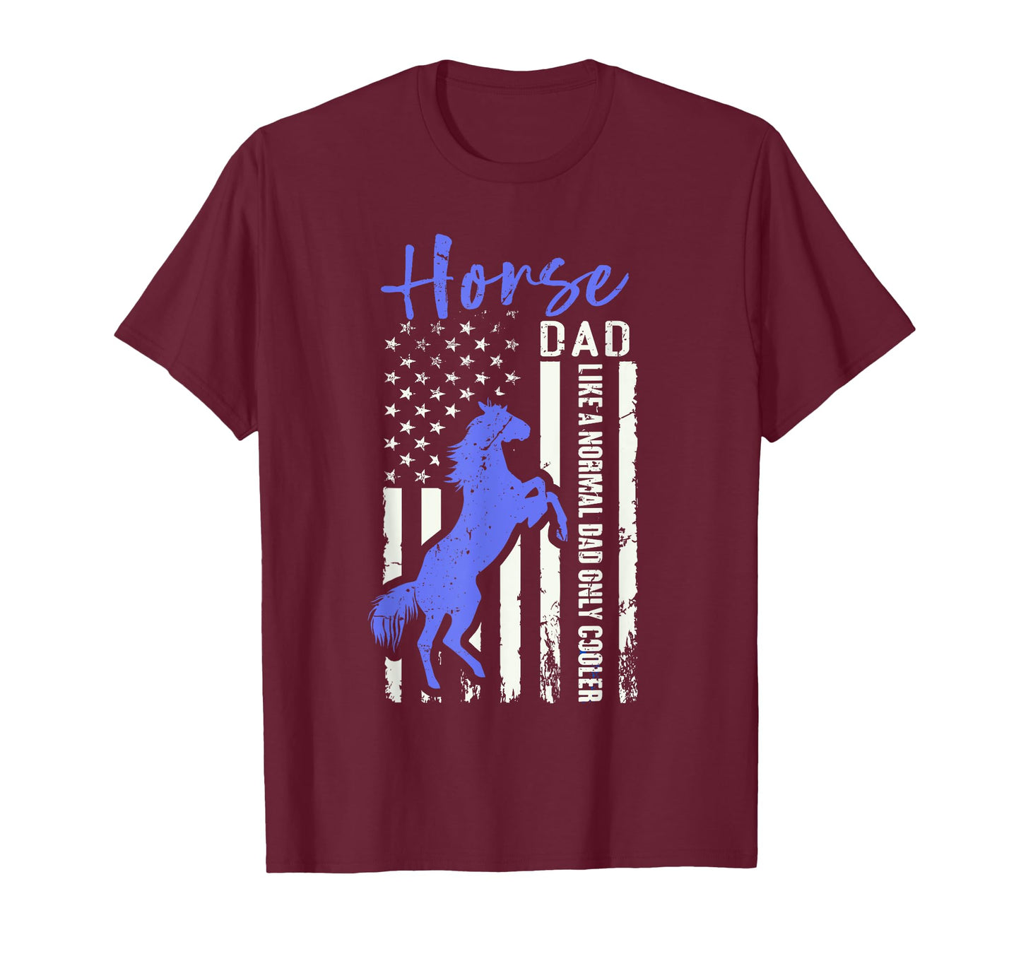 Funny Horse Dad American Flag Cool Equestrian Daddy Humor T-Shirt for Men