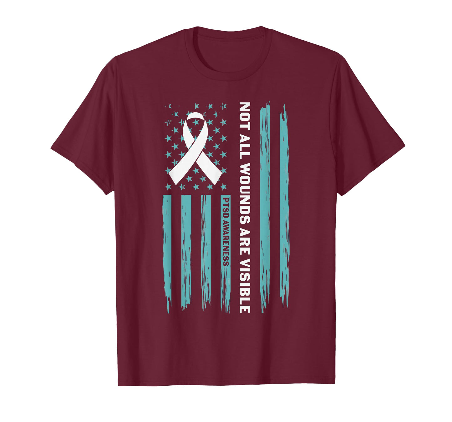 Not All Wounds are Visible PTSD Awareness US Flag T-Shirt