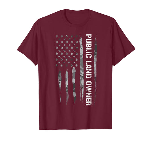 DesignsByJnk5 USA Public Land Owner American Flag T-Shirt - Unisex-Adults, Unisex-Kids, Black, Small, Short Sleeve, Crew Neck