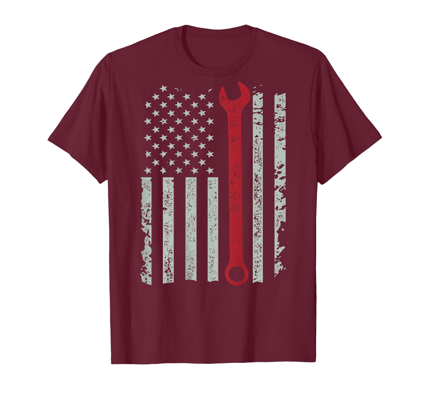 American flag mechanic wrench shirt patriotic design T-Shirt