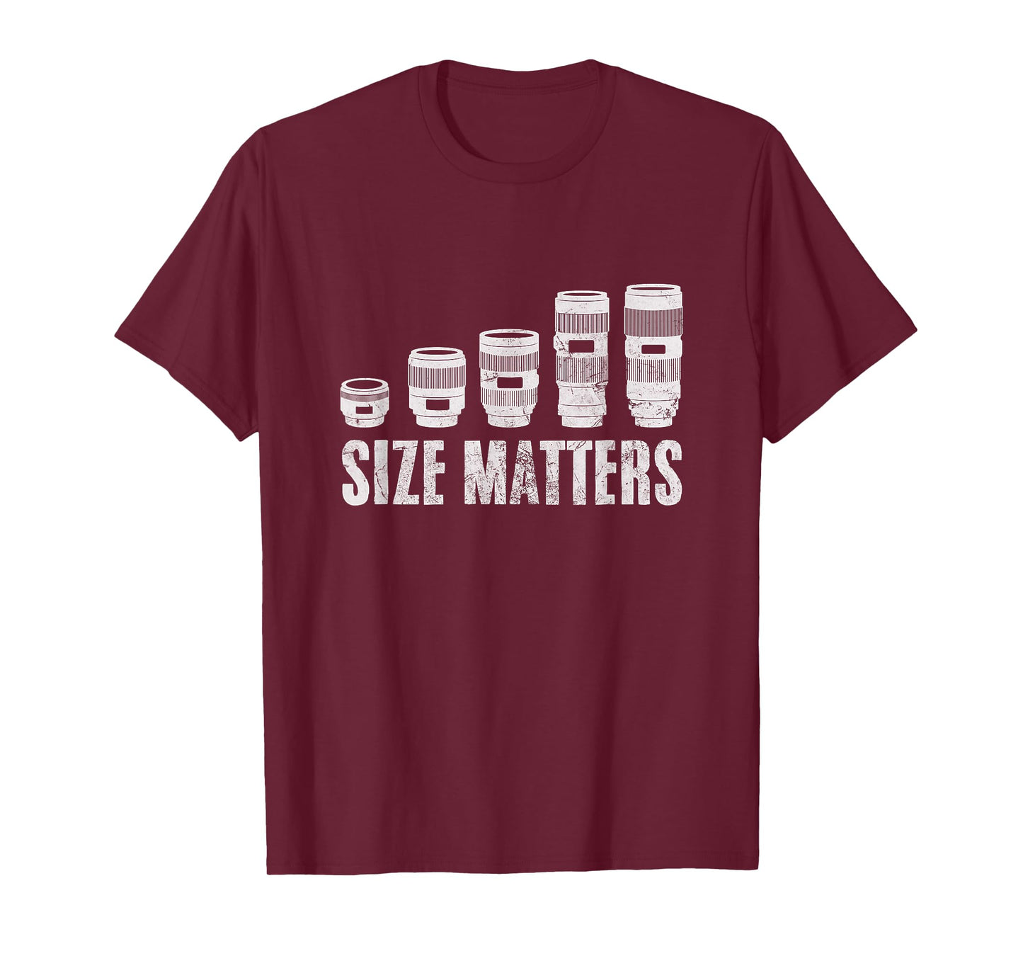 Photographer Size Matters Camera Lens Photography Distressed T-Shirt