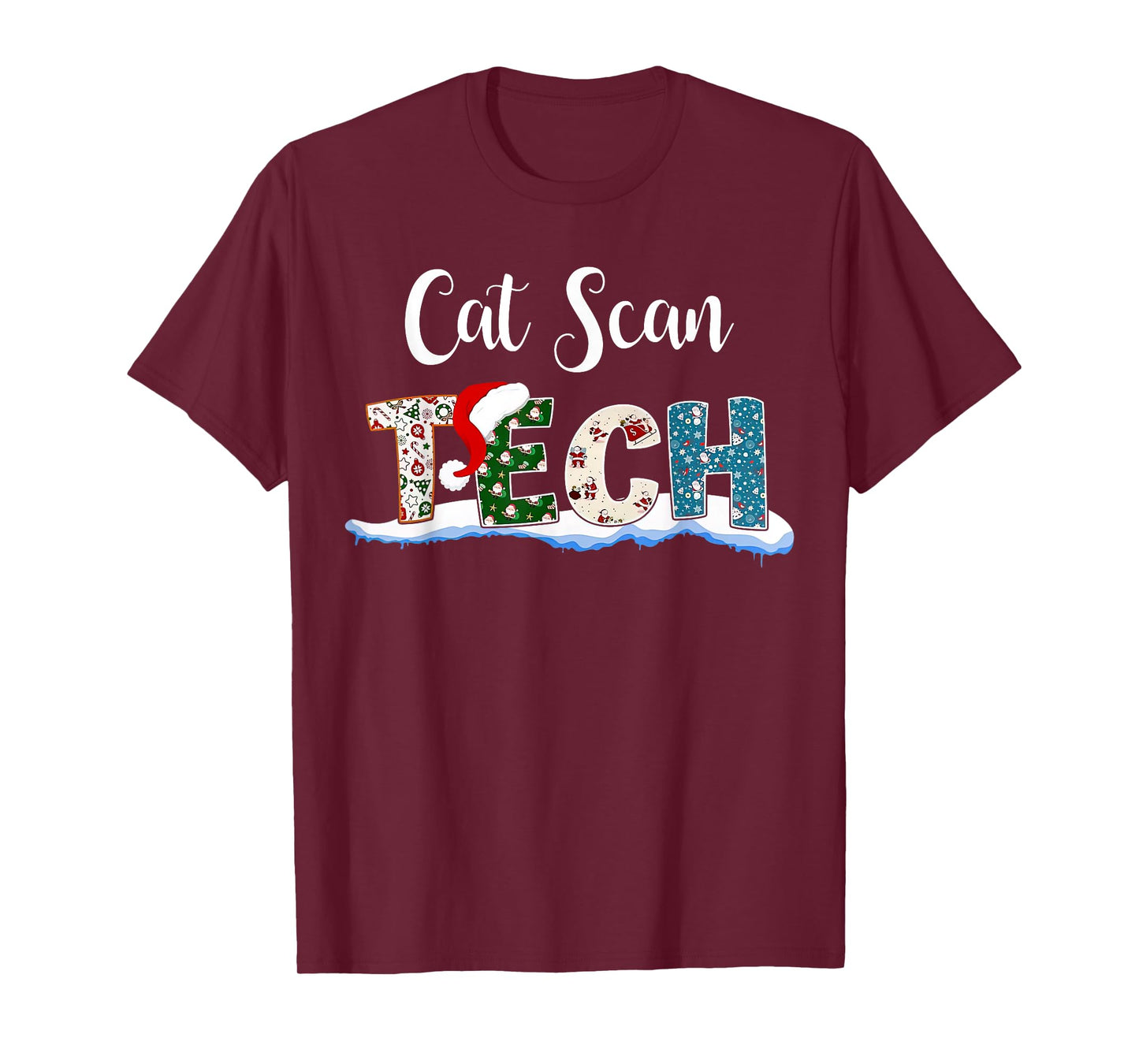 Cat Scan Tech Santa Hat Christmas Radiology Technologist T-Shirt for Men Women