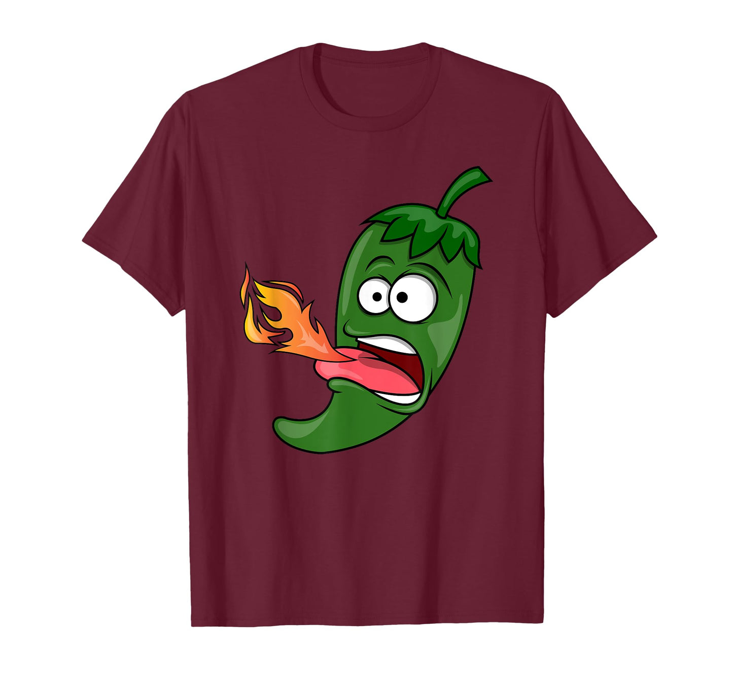 Chili Pepper Breathing Fire T-Shirt | Red Hot Funny Cartoon T-Shirt