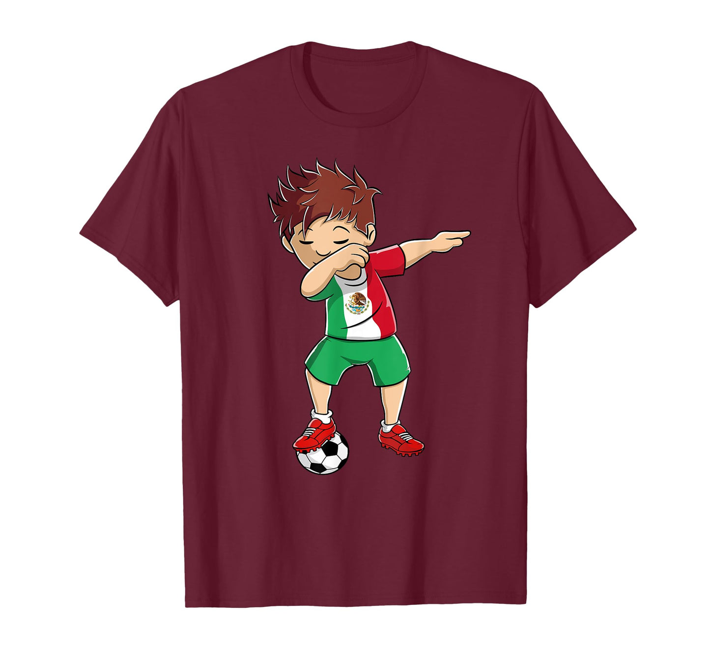 Dabbing Soccer Boy Mexico Shirt | Mexican Soccer Flag Jersey T-Shirt