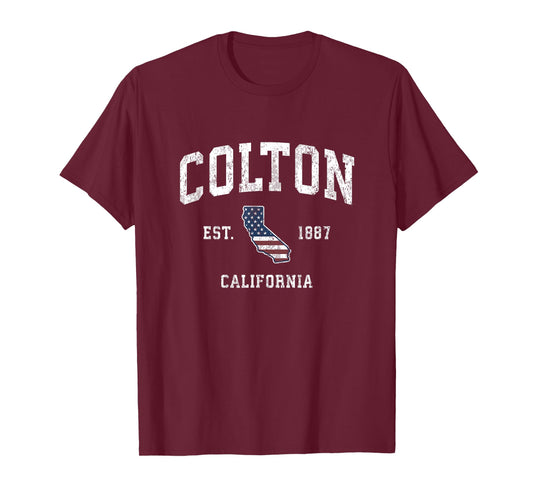 Colton California CA Vintage American Flag Sports Design T-Shirt