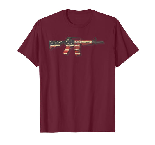 Capitalist 4life American Flag AR15 T-Shirt, Small, Black