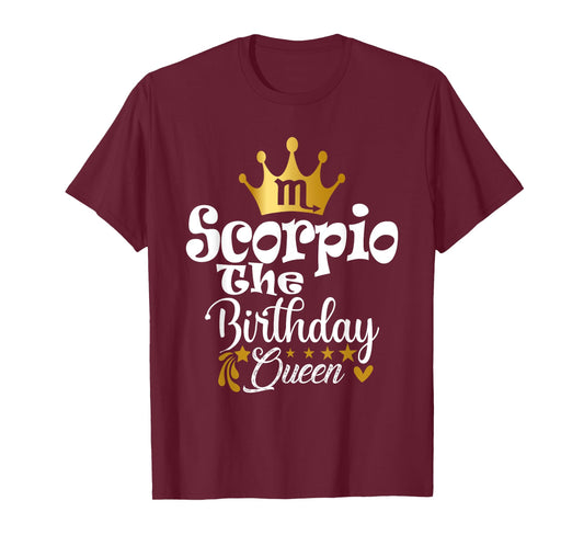 Scorpio The Birthday Queen Women Zodiac Sign Crown Design T-Shirt
