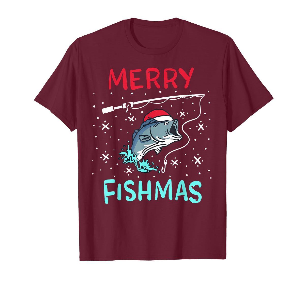 Merry Christmas Fishmas Funny Fishing Fish Gift Present T-Shirt