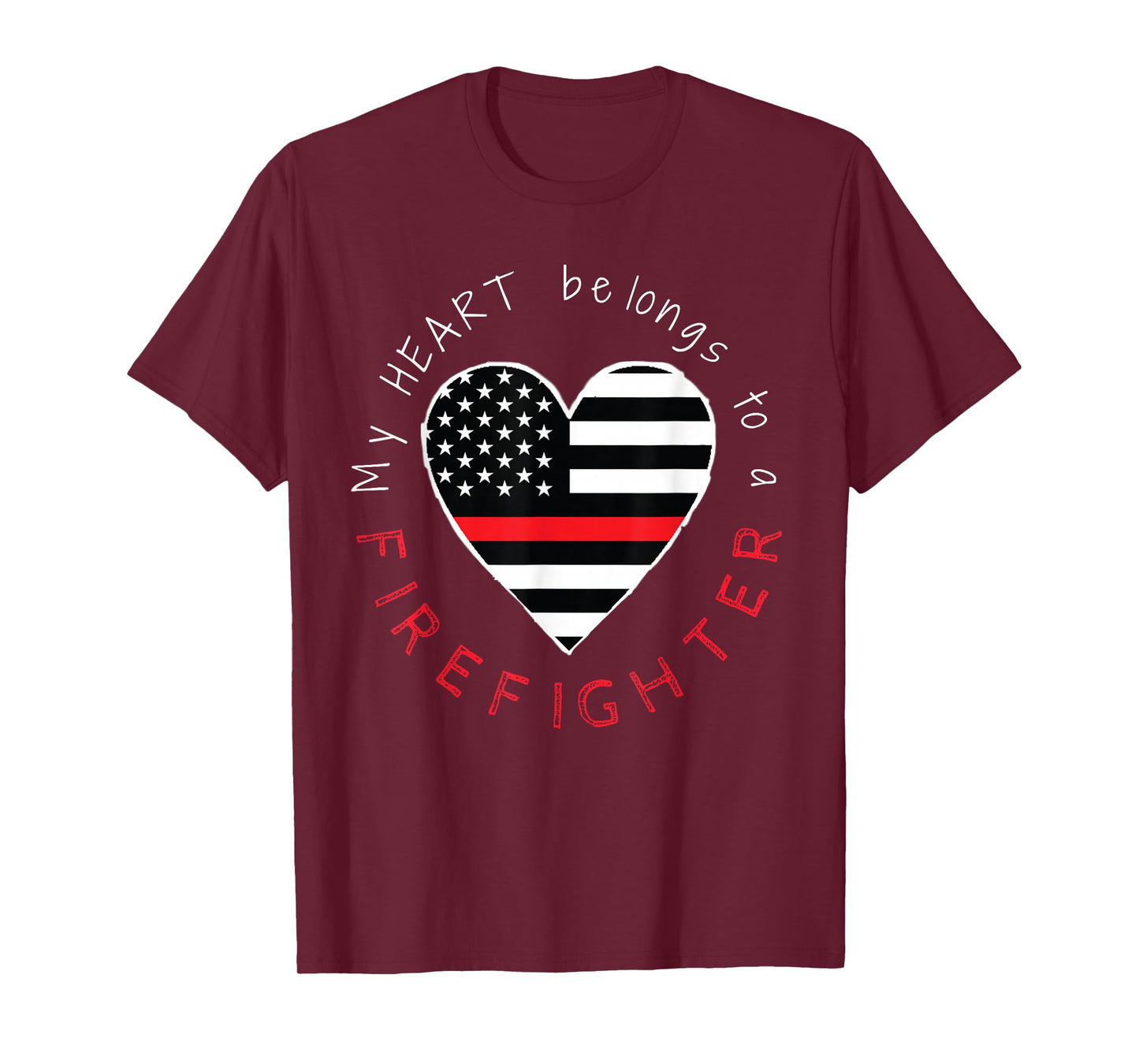 Firefighter Wife Girlfriend - Thin Red Line Heart - T-Shirt T-Shirt