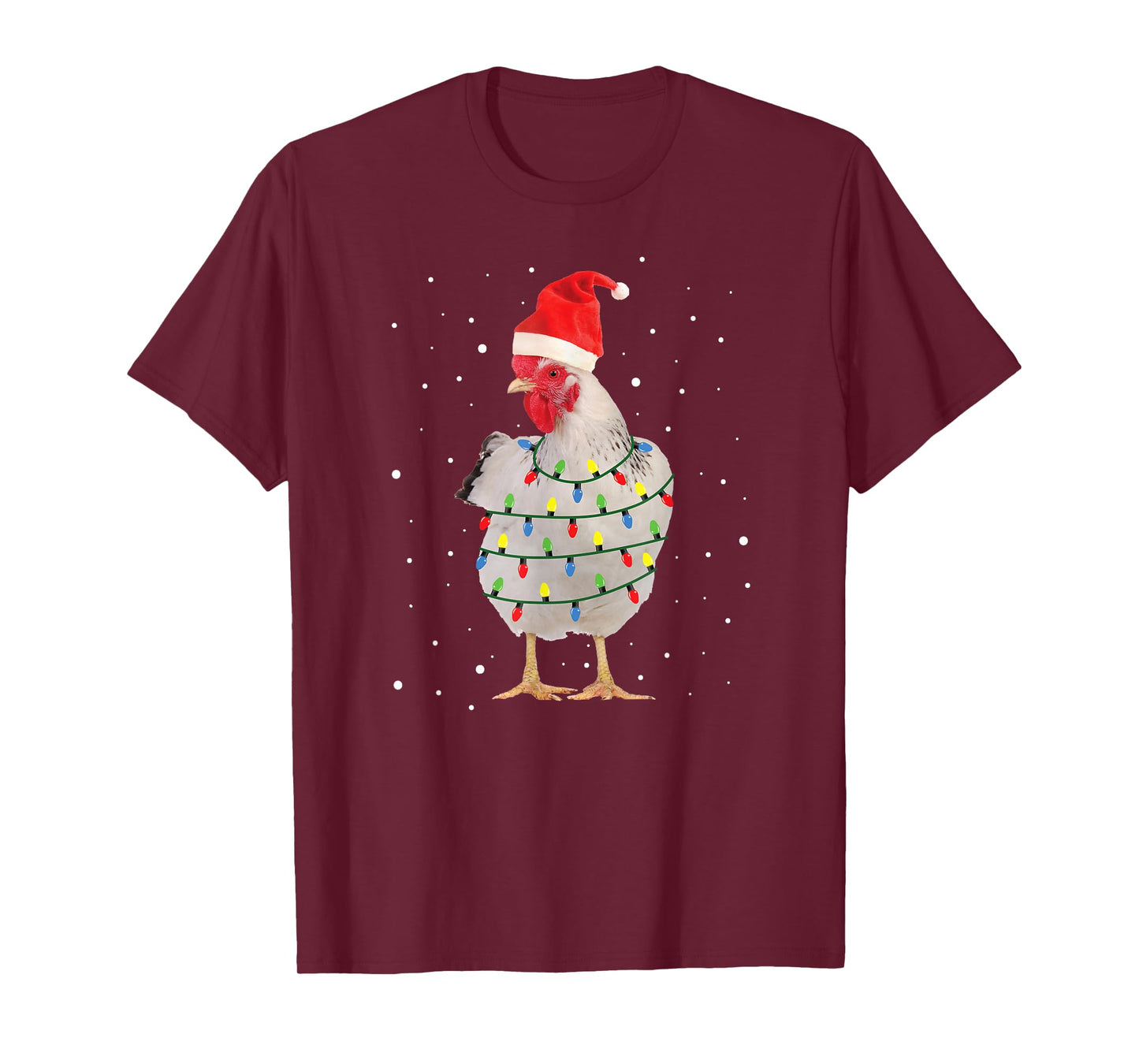 Chicken Christmas Chicken Santa Hat Lights T-Shirt