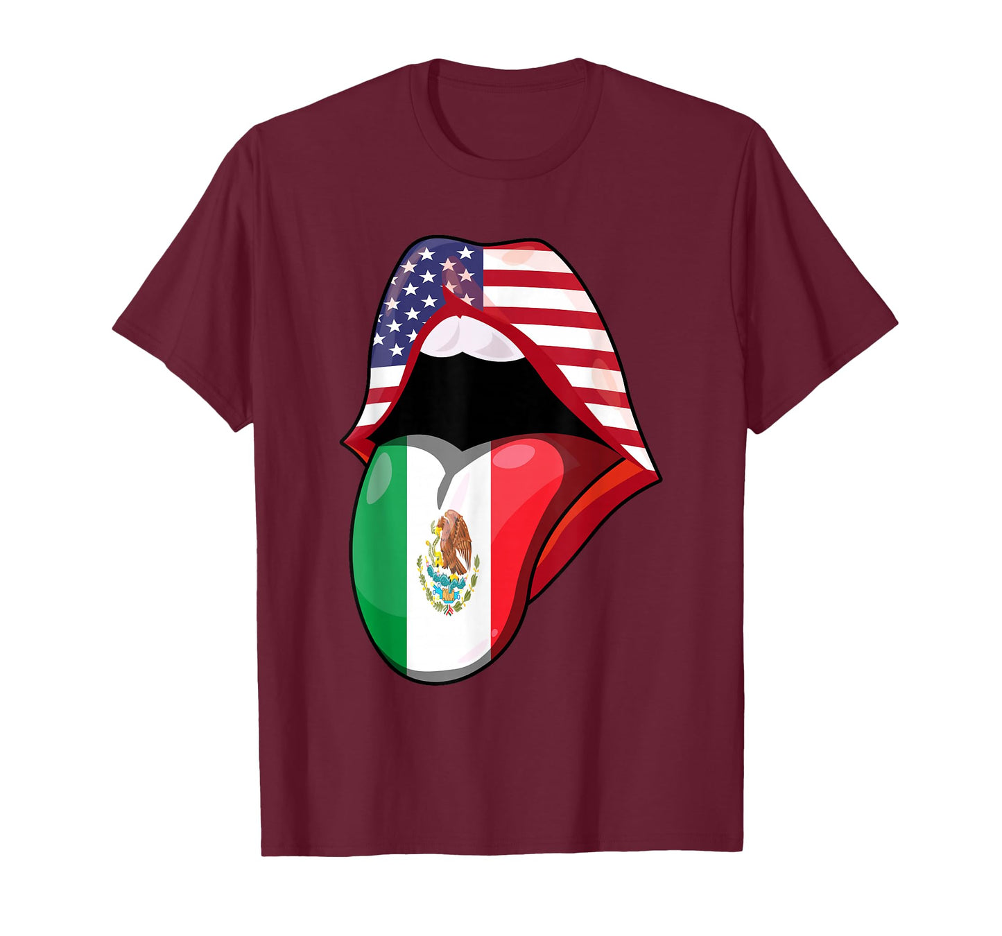 Mexican Women Roots American Grown Lips Flag USA Mexico T-Shirt