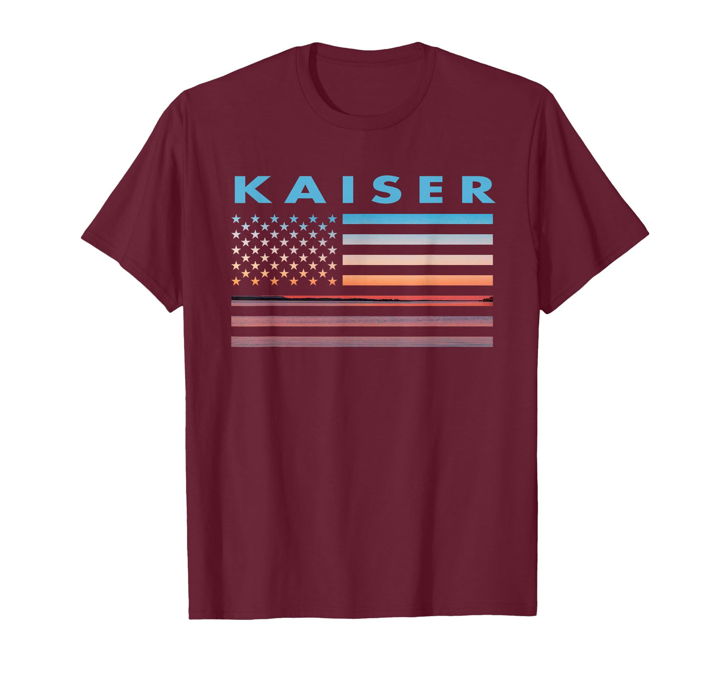 Vintage Sunset American Flag Kaiser, California T-Shirt