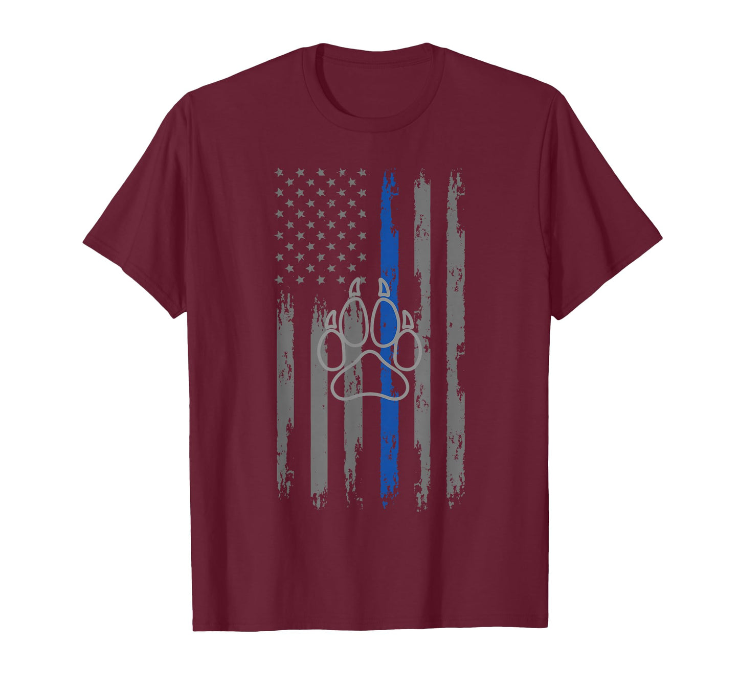 Police Flag with Dog Paw Print K9 T-Shirt