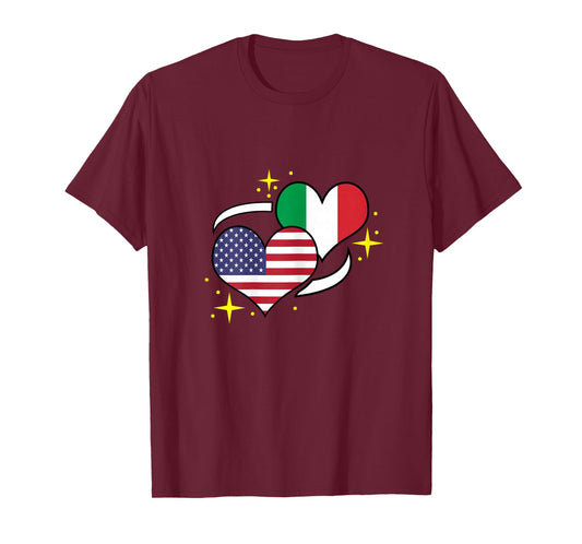 Italian American Flag Heart Italian Women T-Shirt