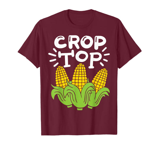 Corn Farm Farmer Co. Women's Black Cartoon Crop Top T-Shirt