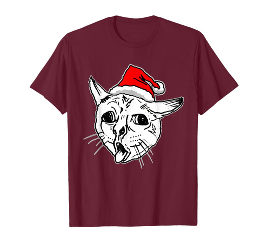 Christmas Ugly Coughing Cat Meme T-Shirt for Men Women