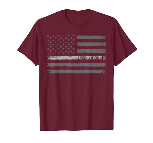 Corrections - Thin Silver Line Flag for Correctional Officer T-Shirt
