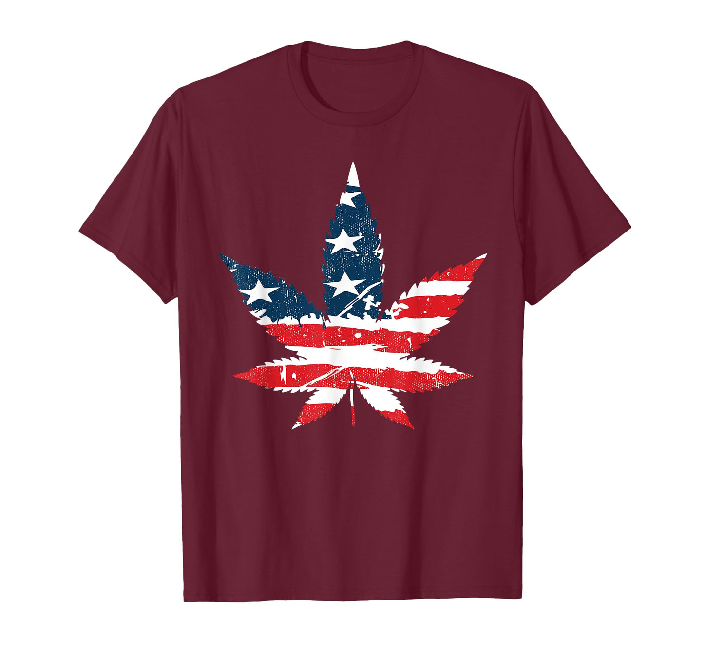 American Marijuana Weed Leaf US Flag 4th of July T-Shirt for Women Men