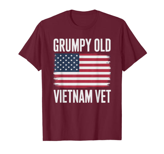 Funny Grumpy Old Vet American Flag Vietnam Veteran T-Shirt