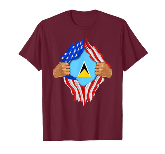 Saint Lucian Blood Inside Me | Saint Lucia Flag Gift T-Shirt