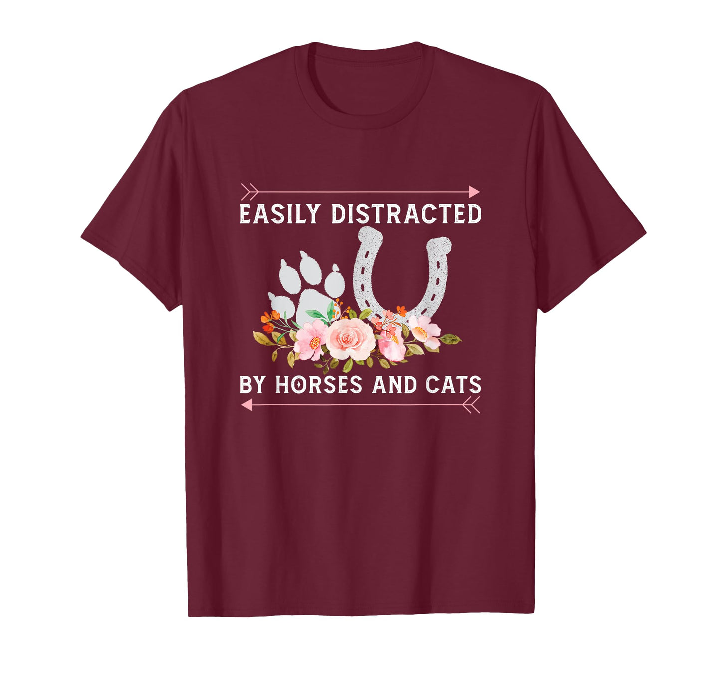 Easily Distracted By Horses And Cats Horse Lovers T-Shirt