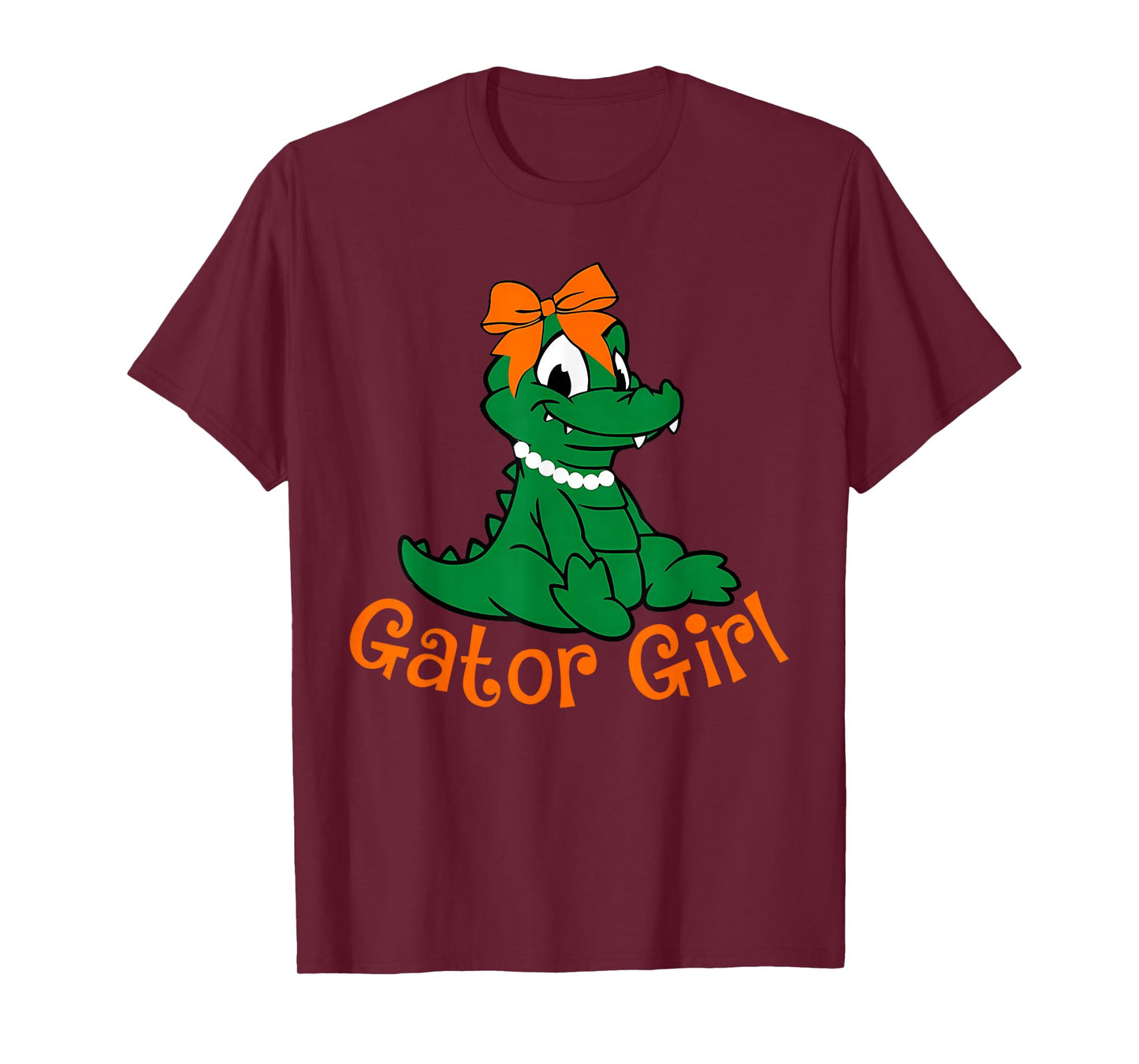 Gator Girl Cute Orange Bow Gator Women Girls Kids T-Shirt
