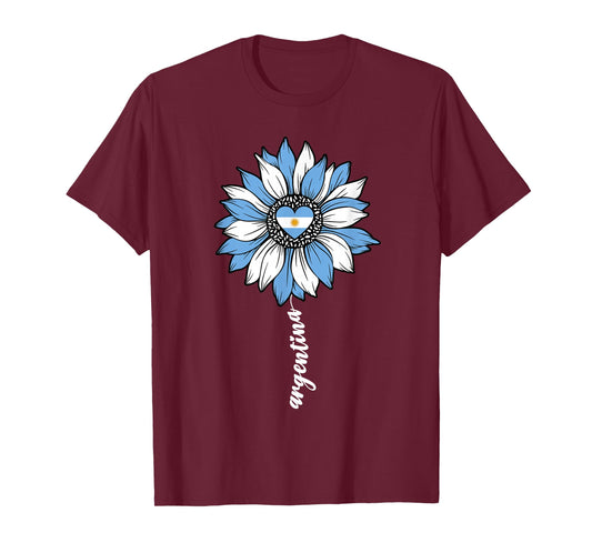 Argentina Sunflower Argentinian Girl for Women Girls Flag T-Shirt