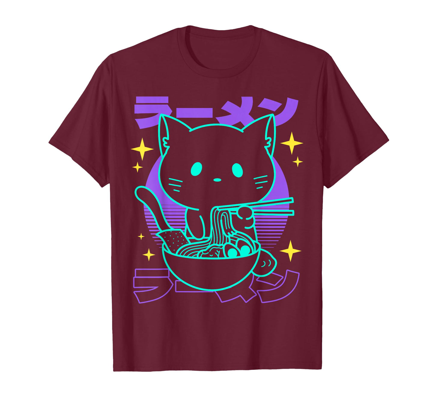 Anime Ramen Cat Japanese Retro Noodles Aesthetic Kawaii Cat T-Shirt