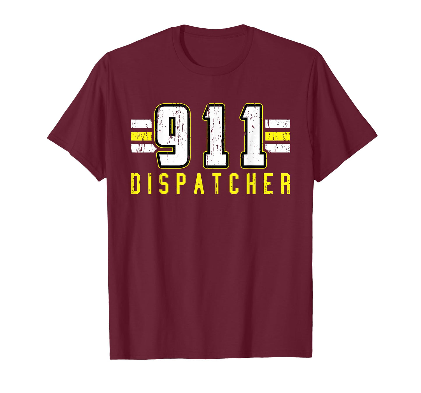 911 American Flag Dispatcher Thin Gold Line Operator T-Shirt