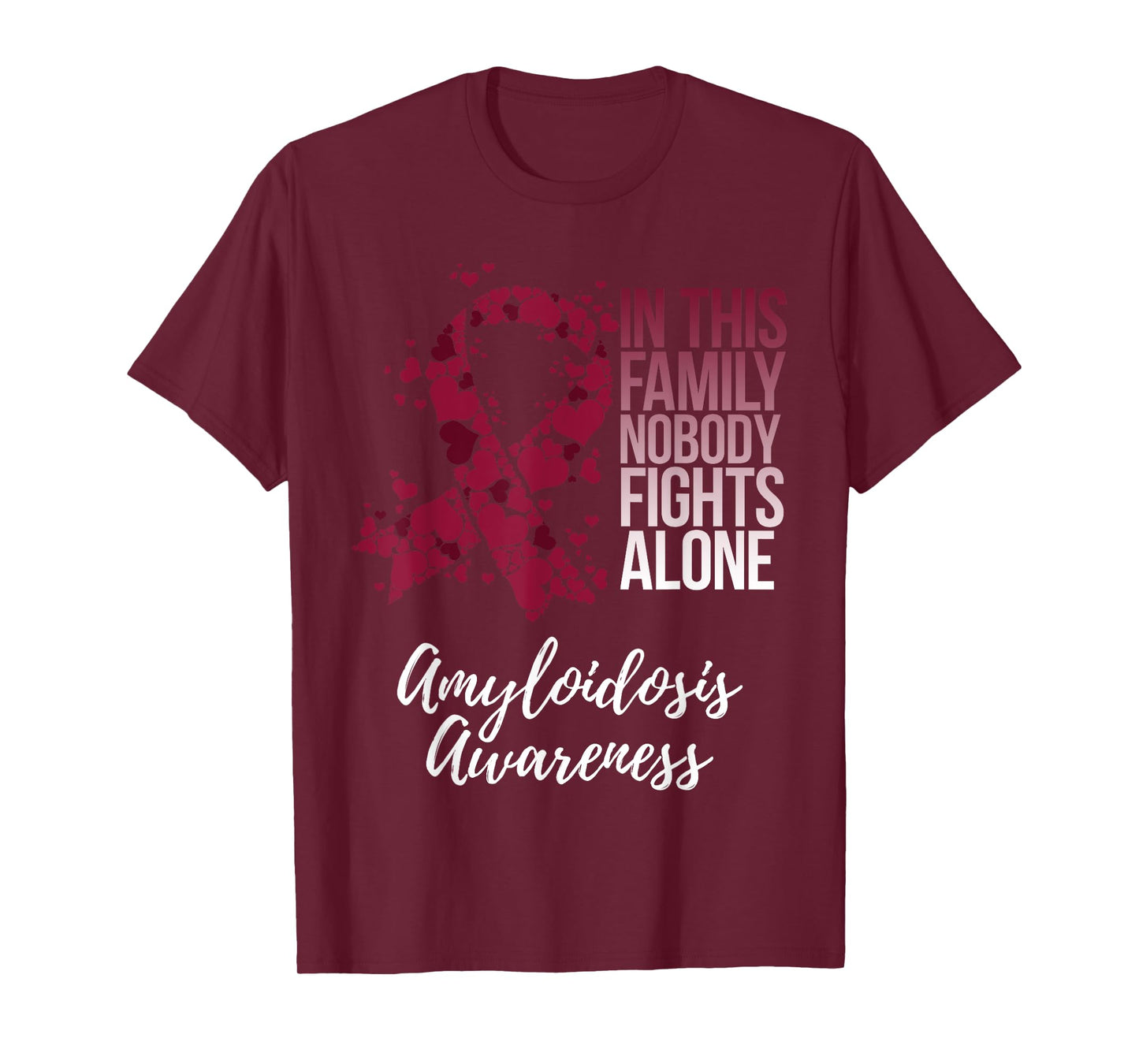 Amyloidosis Awareness Products Family Support Awareness T-Shirt - Unisex Adults - Black - Short Sleeve - Small - Classic Fit - Polyester