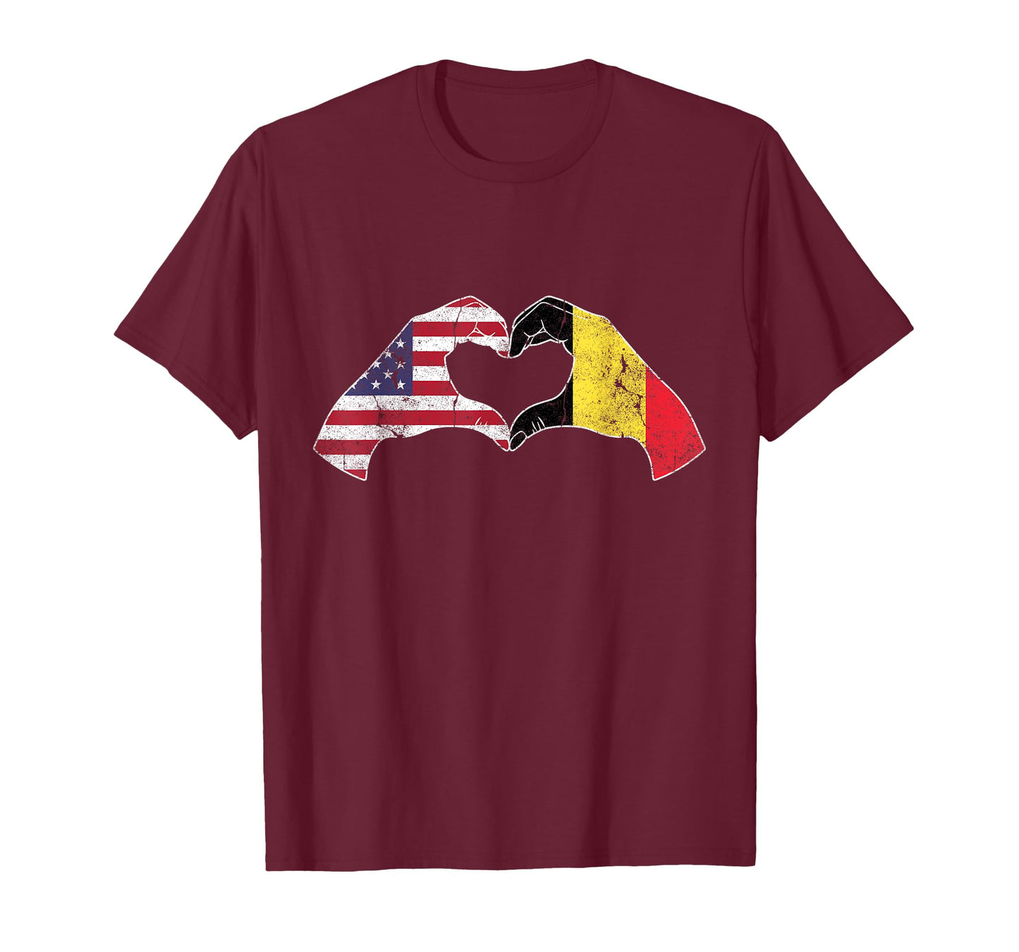 USA Belgium Hand Flag Heart Belgian Americans Love T-Shirt