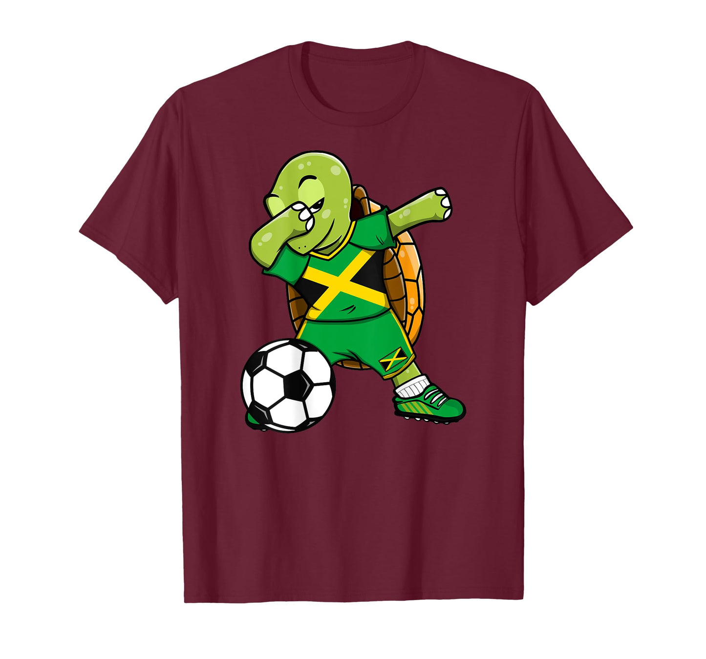 Dabbing Turtle Jamaica Soccer Fans Jersey Jamaican Football T-Shirt