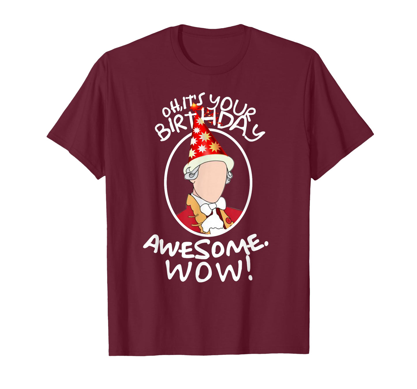 A. HAM Musical Humor T-Shirt - Oh Its Your Birthday, Awesome! Wow! - Unisex-Adults - Black - Small - Short Sleeve - Classic Fit