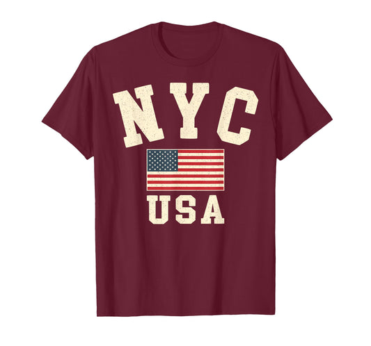 Vintage NYC USA American Flag New York City Souvenir Retro T-Shirt