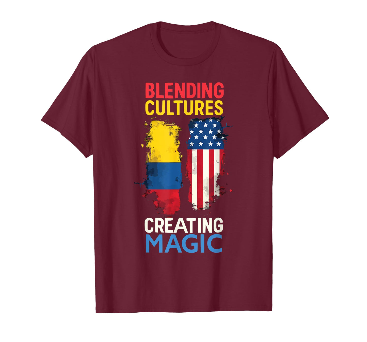 Half Columbian Half American USA Flag Columbia America T-Shirt