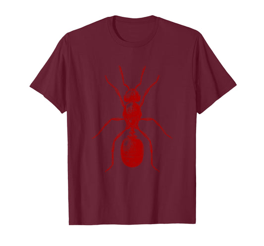 Ant in Red Retro Vintage drawing - Fire Ant T-Shirt