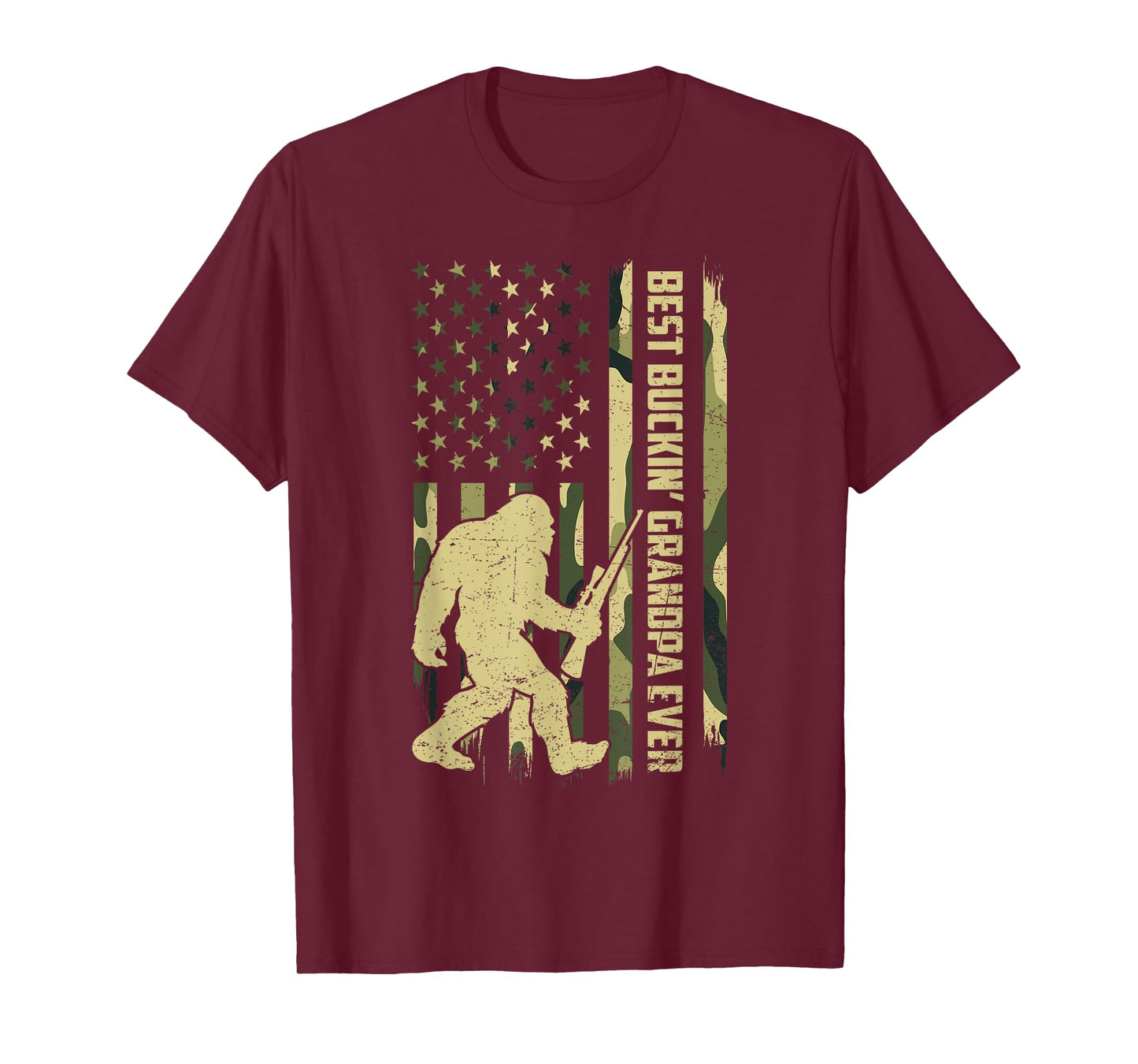 Best Buckin' Grandpa Ever US Camouflage Bigfoot Deer Hunting T-Shirt