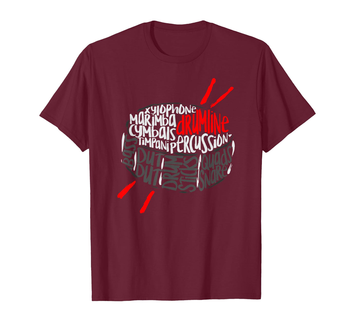Drumline Marching Band Word Cloud Art T-Shirt