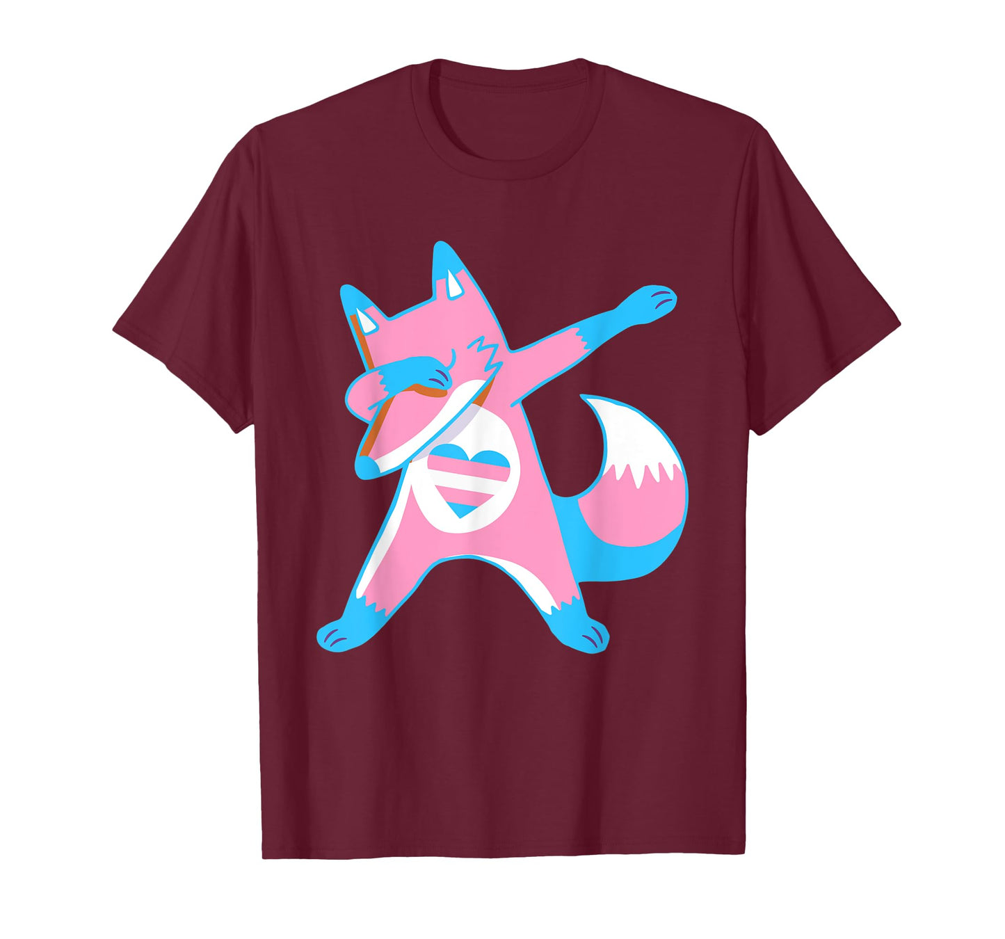 Dabbing Trans Pride Fox With Heart Transgender T-Shirt