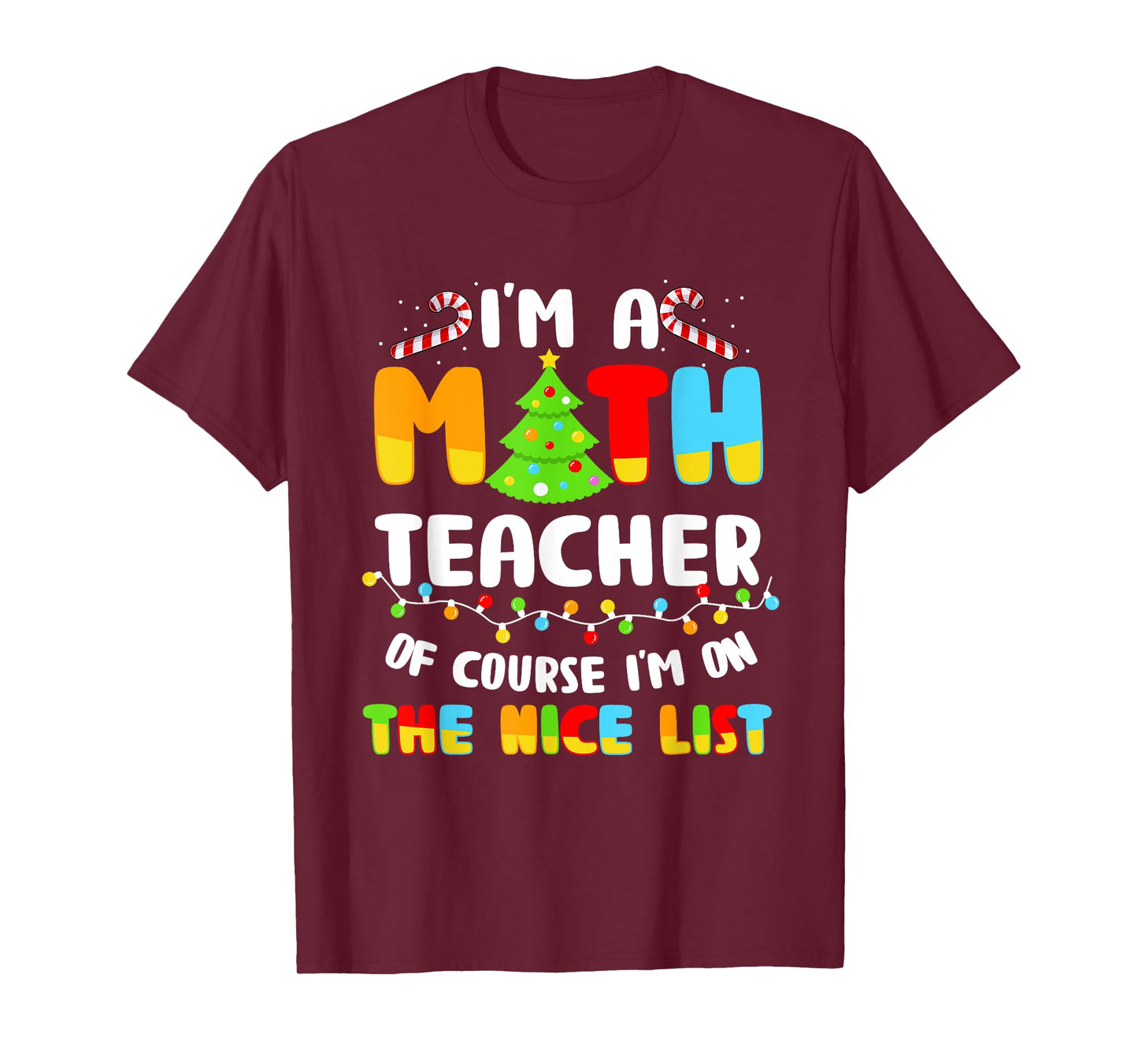 Christmas I'm A Math Teacher Of Course I'm On Nice List T-Shirt for Men Women