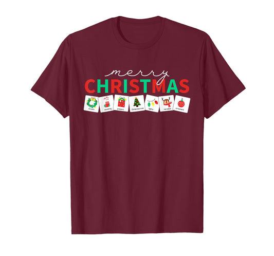 Christmas Symbols Special Education Teacher Speech Pathology T-Shirt