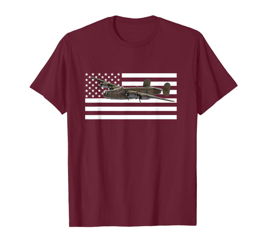 B-24 Liberator B24 Bomber US American Flag T-Shirt