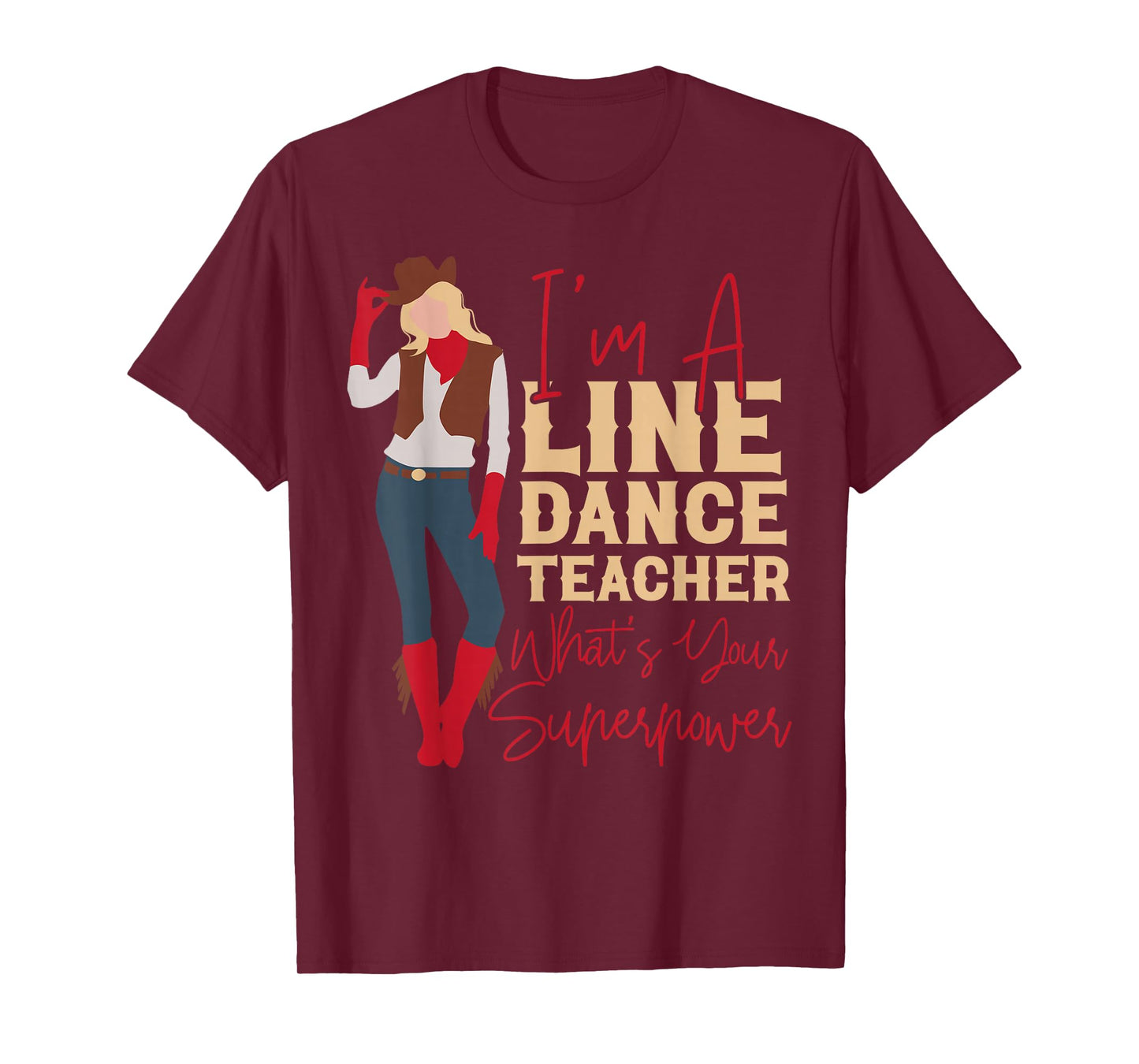 Country Line Dance Dancer HS0 Unisex-Adults White T-Shirt Small