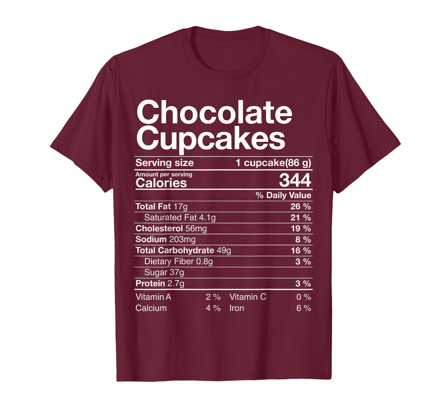 Chocolate Cupcakes Nutrition Fact Thanksgiving Dinner Gift T-Shirt