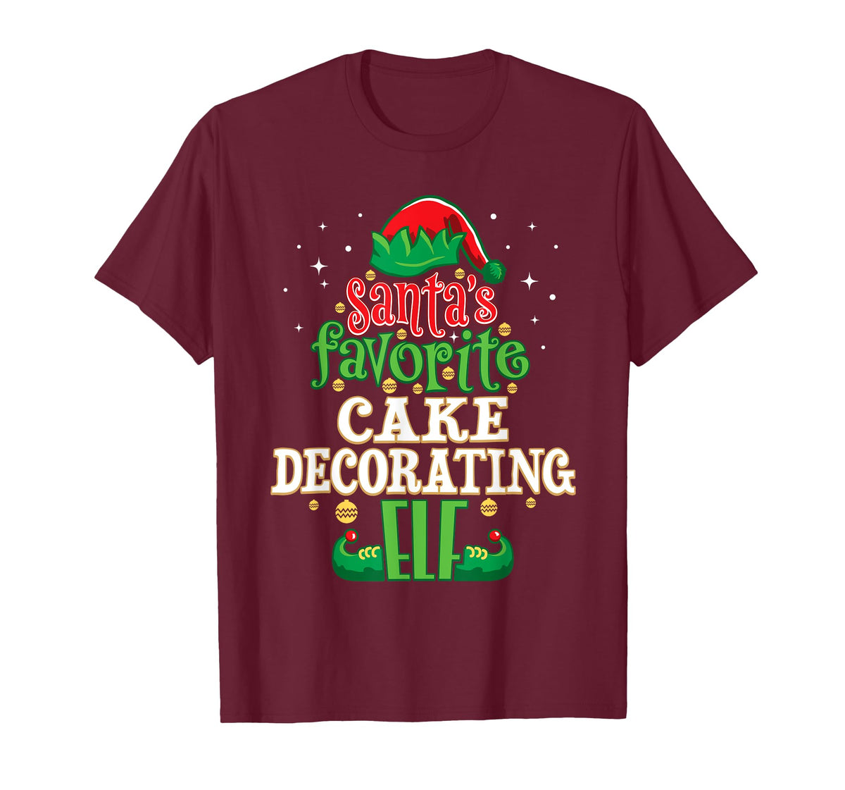 Santa's Favorite Cake Decorating Elf Christmas Matching T-Shirt