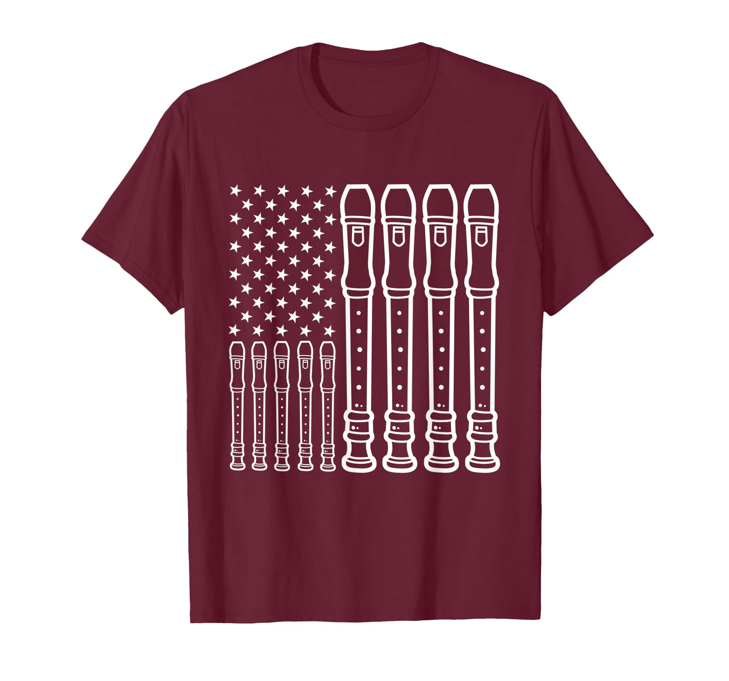 recorder player musical instrument american flag T-Shirt