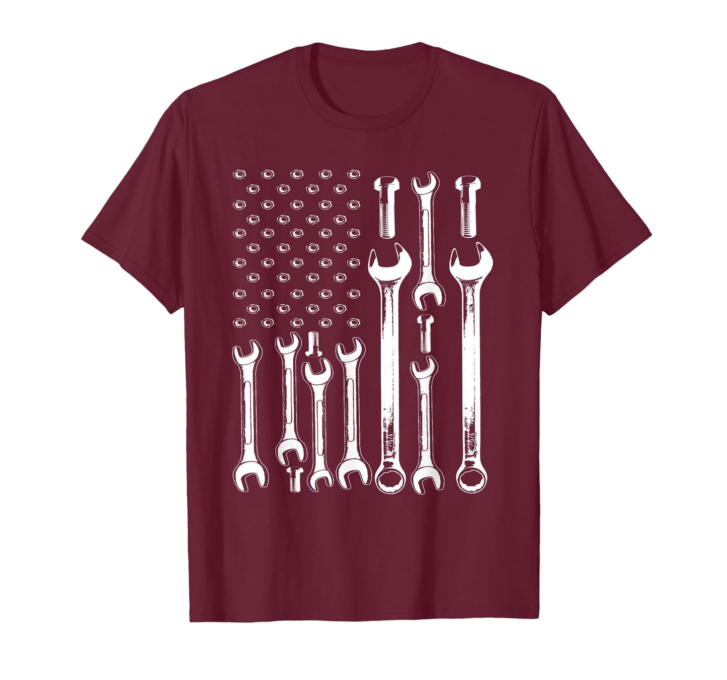American Flag Mechanic Patriotic Funny Auto Wrench Men Gifts T-Shirt