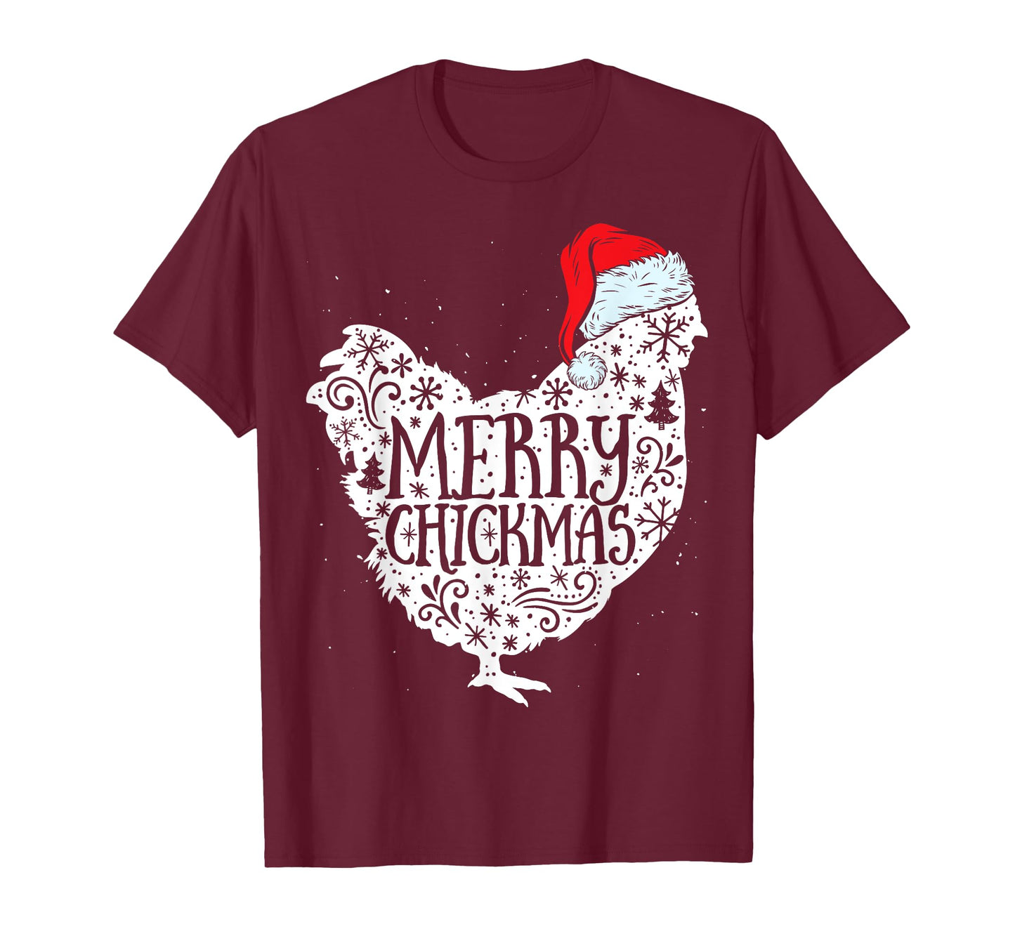 Chicken Christmas Merry Chickmas Santa Claus Hat Funny Xmas T-Shirt