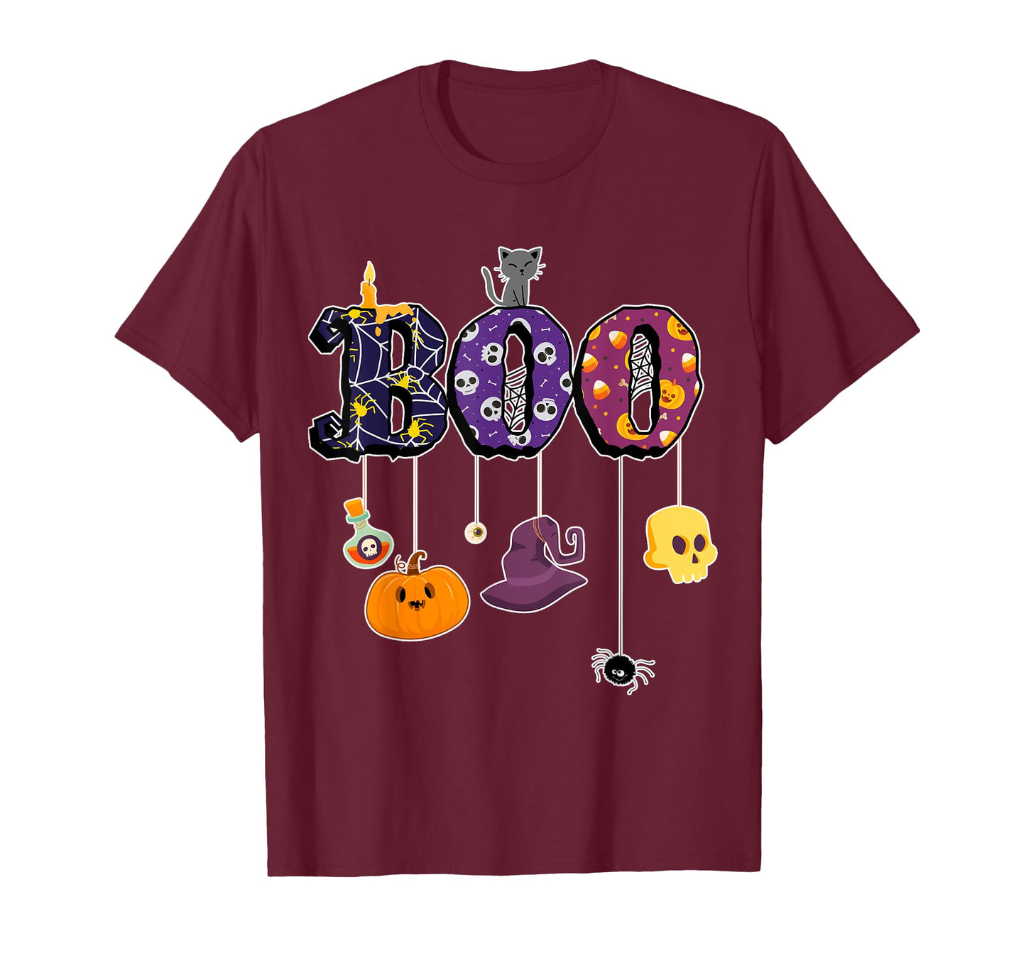 Boo Halloween Costume Spiders, Ghosts, Pumkin & Witch Hat T-Shirt