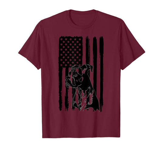 American Flag USA Patriot Boxer Dog dad T-Shirt